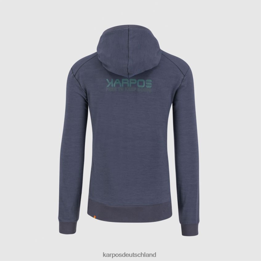 Vlies| de Karpos Männer Coppolo Merino-Hoodie mit durchgehendem Reißverschluss Ombre-Blau ZV820Z183
