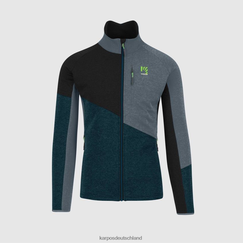 Vlies| de Karpos Männer Federa-Fleece mit durchgehendem Reißverschluss Mitternacht/Schwarz/Dunkler Schiefer ZV820Z242