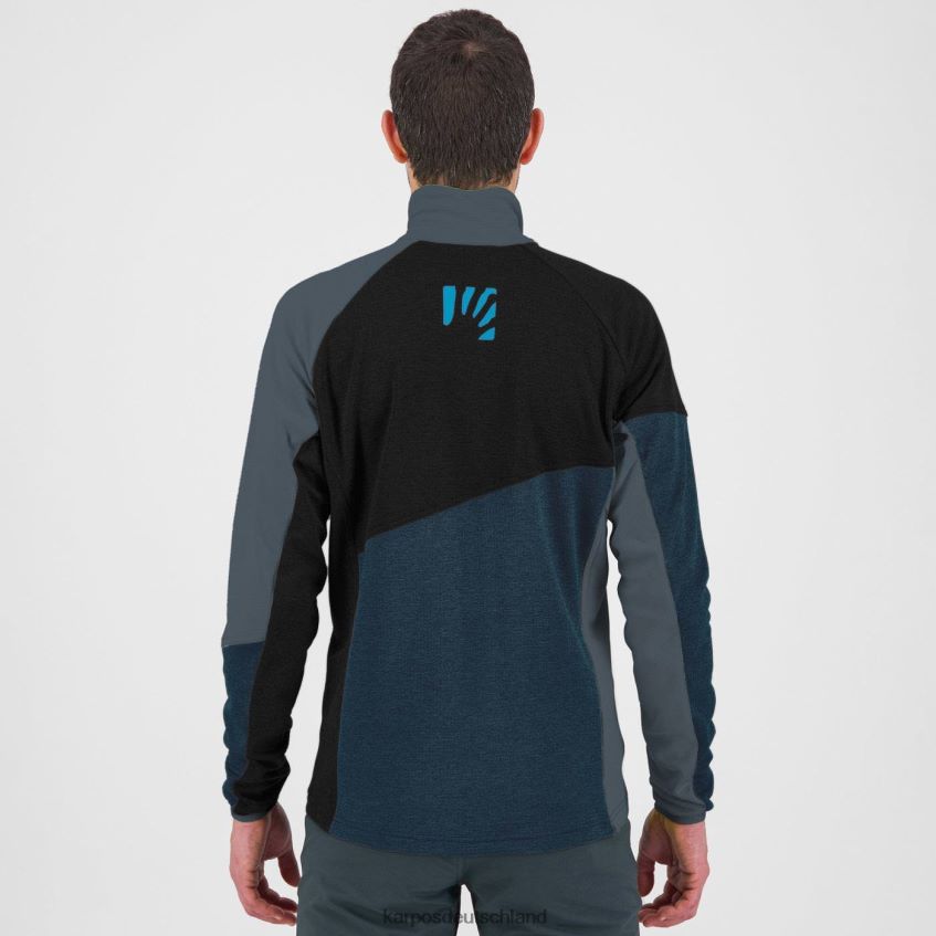 Vlies| de Karpos Männer Federa-Fleece mit durchgehendem Reißverschluss Mitternacht/Schwarz/Dunkler Schiefer ZV820Z242