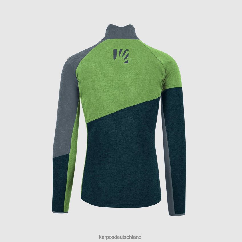 Vlies| de Karpos Männer Federa-Fleece mit durchgehendem Reißverschluss Mitternacht/grüner Blitz/dunkle Lamelle ZV820Z240