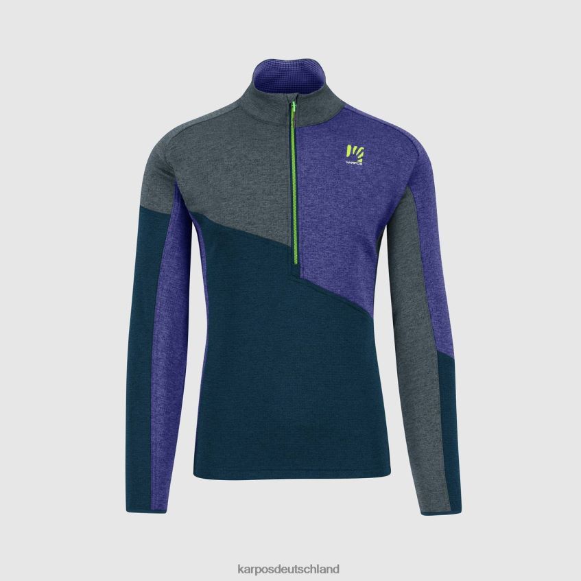 Vlies| de Karpos Männer Federa-Fleece mit halbem Reißverschluss Mitternacht/dunkler Schiefer/Freiheit ZV820Z267