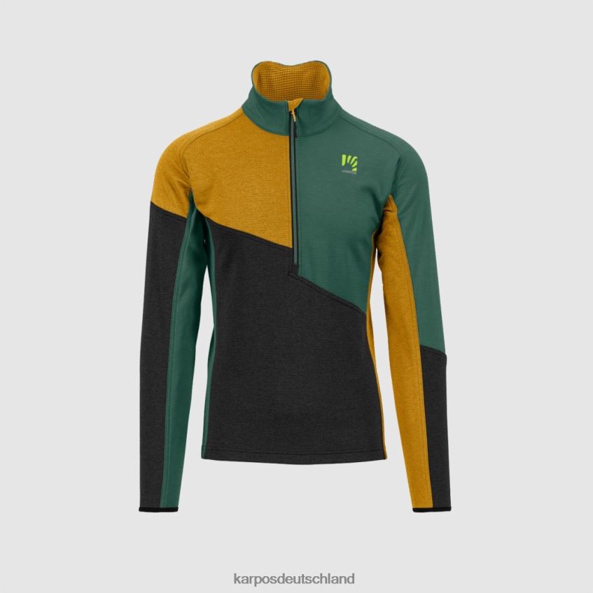 Vlies| de Karpos Männer Federa-Fleece mit halbem Reißverschluss Schwarz/Goldflocken/Rauchkiefer ZV820Z264