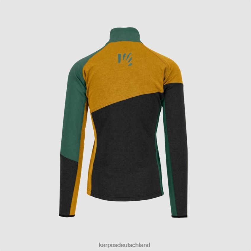 Vlies| de Karpos Männer Federa-Fleece mit halbem Reißverschluss Schwarz/Goldflocken/Rauchkiefer ZV820Z264