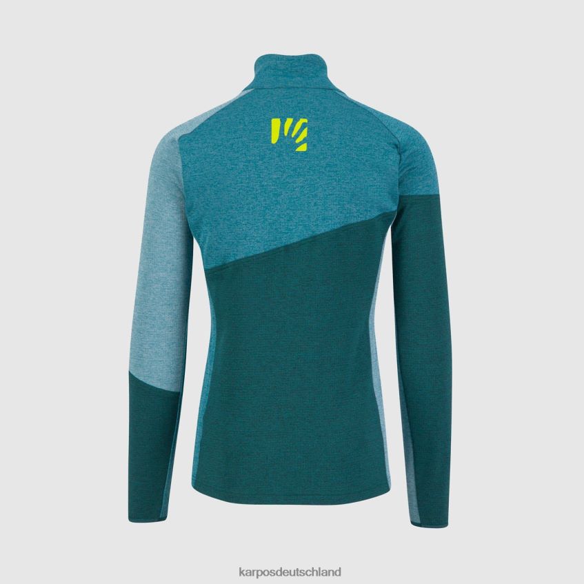 Vlies| de Karpos Männer Federa-Fleece mit halbem Reißverschluss Wald/Balsam/Nordatlantik ZV820Z263