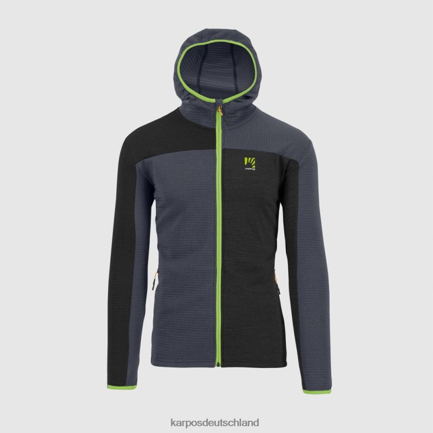 Vlies| de Karpos Männer Nuvolau-Fleece Schwarz/Ombreblau/Jasmingrün ZV820Z236