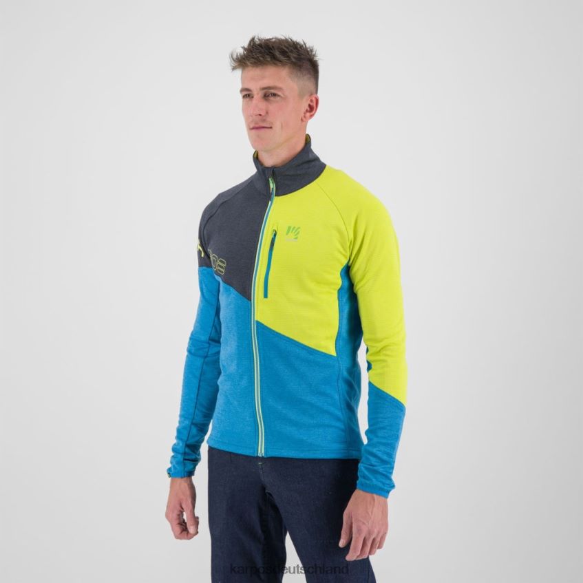 Vlies| de Karpos Männer Val Viola Fleece mit durchgehendem Reißverschluss Blauer Edelstein/Schwarz/Schwefel ZV820Z254